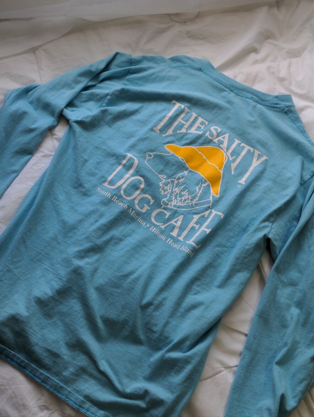 Hanes Light Blue Tee with Yellow Graphic - The Salty Dog Cafe